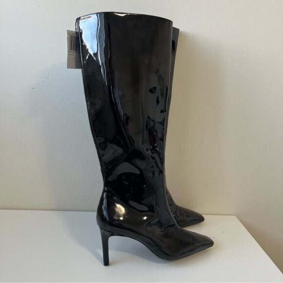 MANGO Aqua Patent Leather Knee Length Boots - Picture 13 of 16